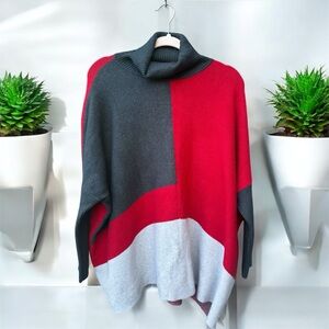 Joseph A Colorblock Cowl Neck Sweater Large
